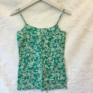 LOFT Green Vine Scoop Neck Cami